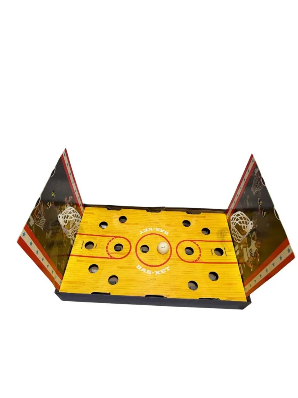 Bas-Ket Vintage 1973 Cadaco No. 165 Miniature Basketball Game Works